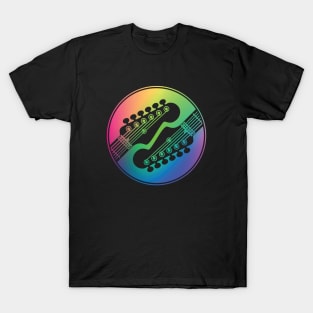 Electric Guitar Headstock Circle Colorful Gradient Theme T-Shirt